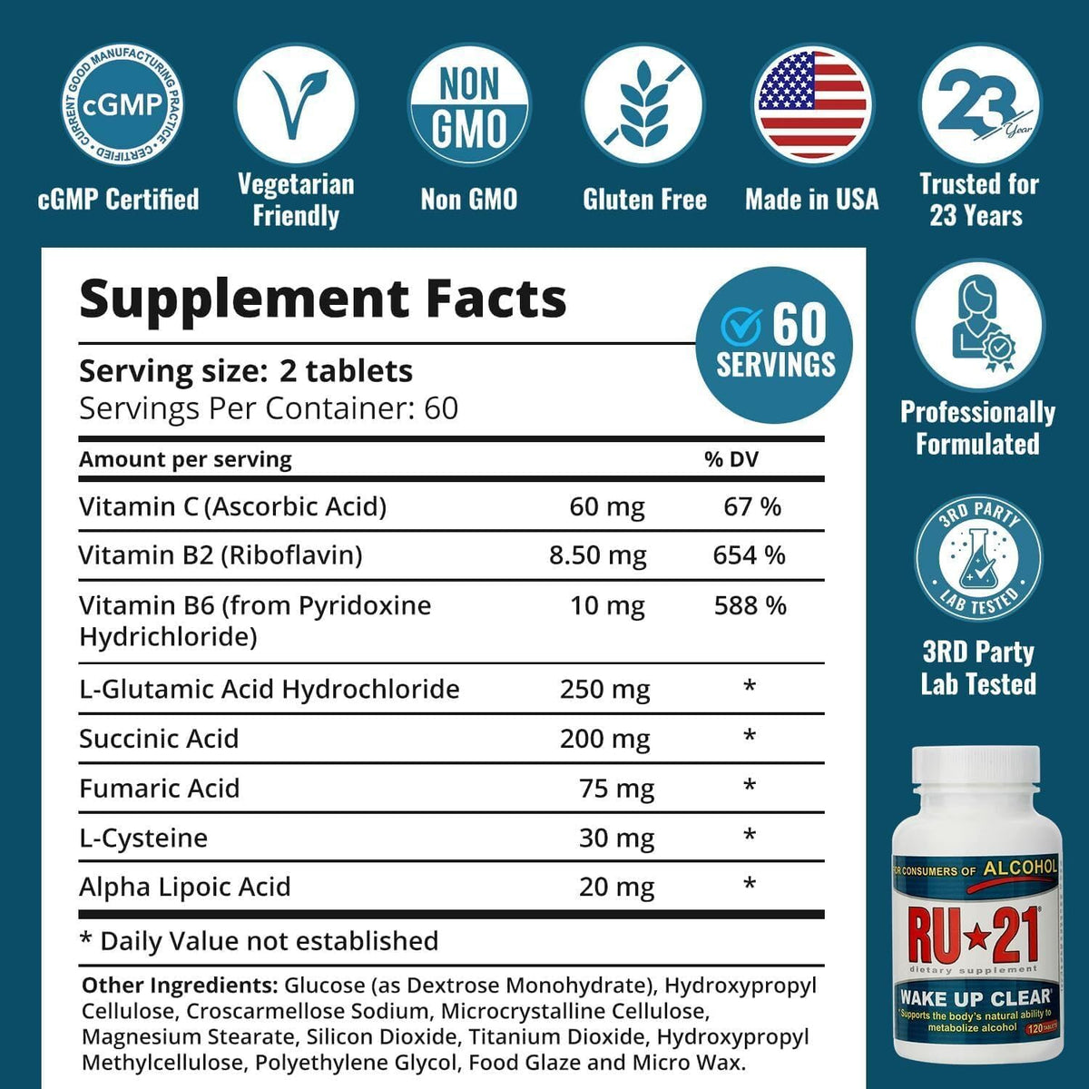 RU-21 Liver Support Supplement | Feel Better After Drinking | 120 Tablets - görsel 9