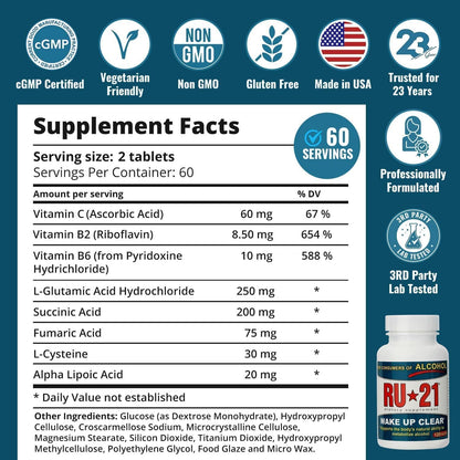 RU-21 Liver Support Supplement | Feel Better After Drinking | 120 Tablets