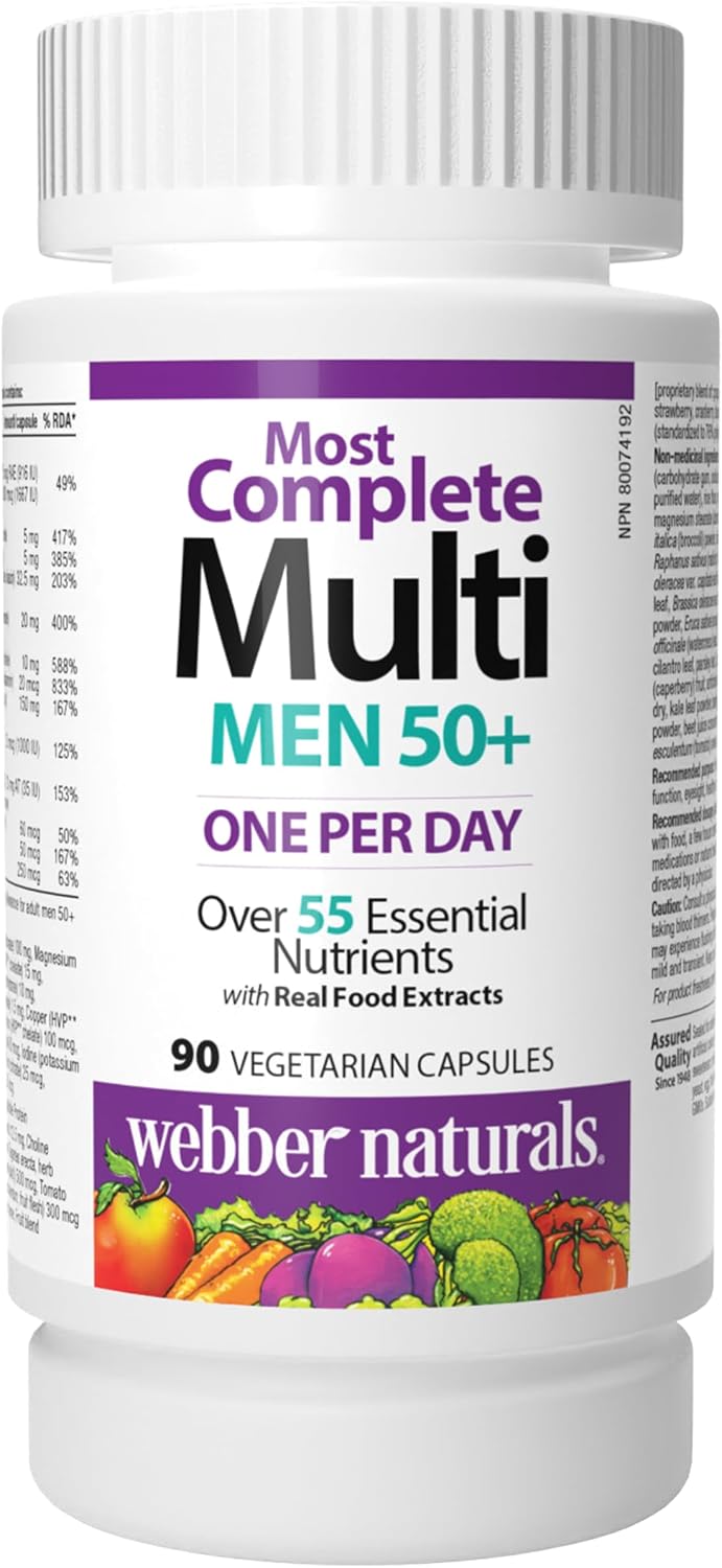Webber Naturals Men's 50+ Most Complete Multi, 90 Vegetarian Capsules - görsel 1
