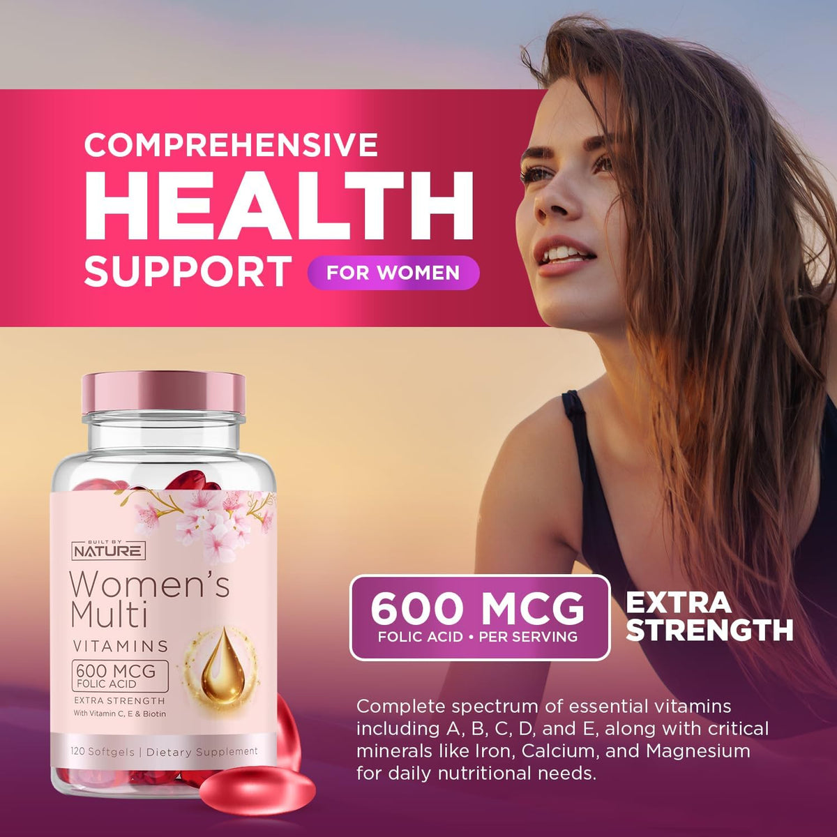 Built by Nature Women's Complete Daily Multivitamin, 120 Softgels - görsel 3