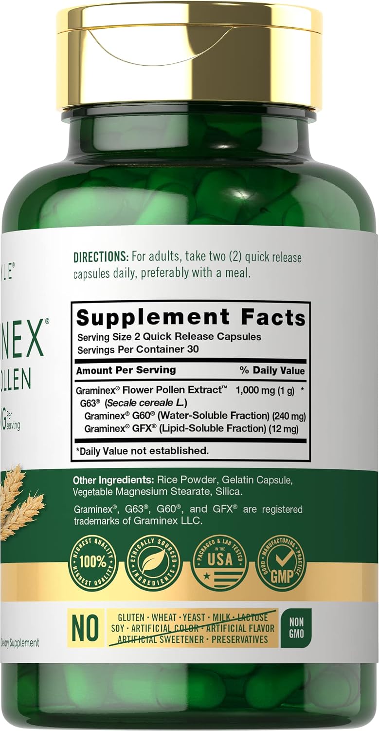 Carlyle Graminex Flower Pollen Extract 1000 mg | 60 Capsules - görsel 2