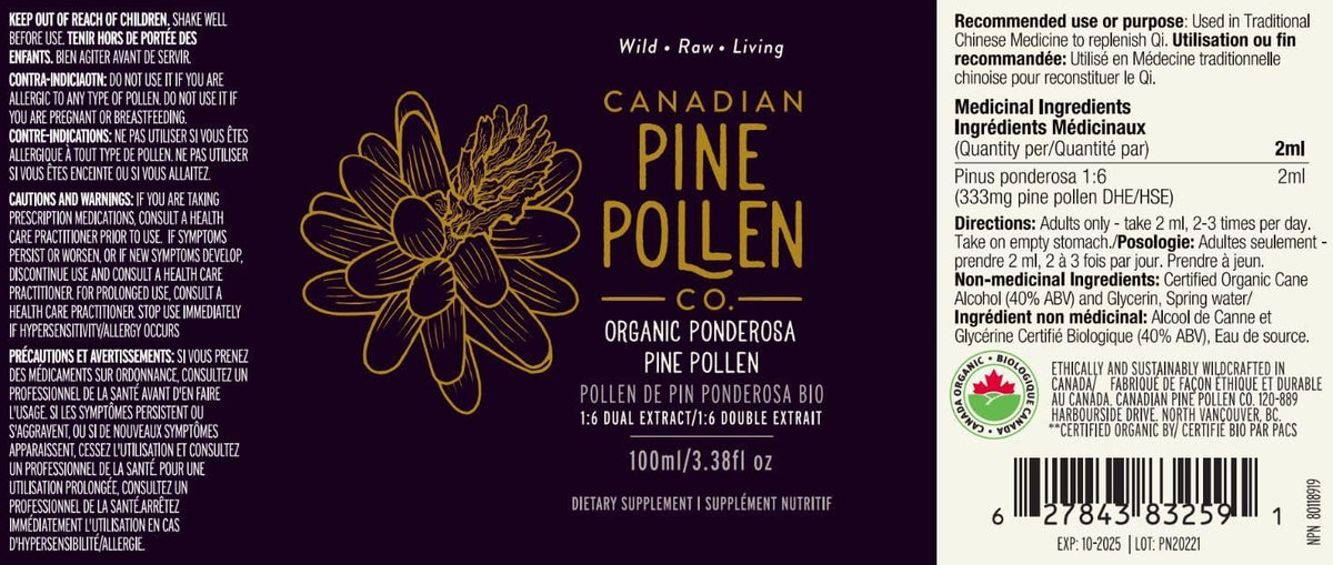 Pine Pollen Tincture – 100% Wild Canadian Ponderosa Pine Pollen (100ml) - görsel 1