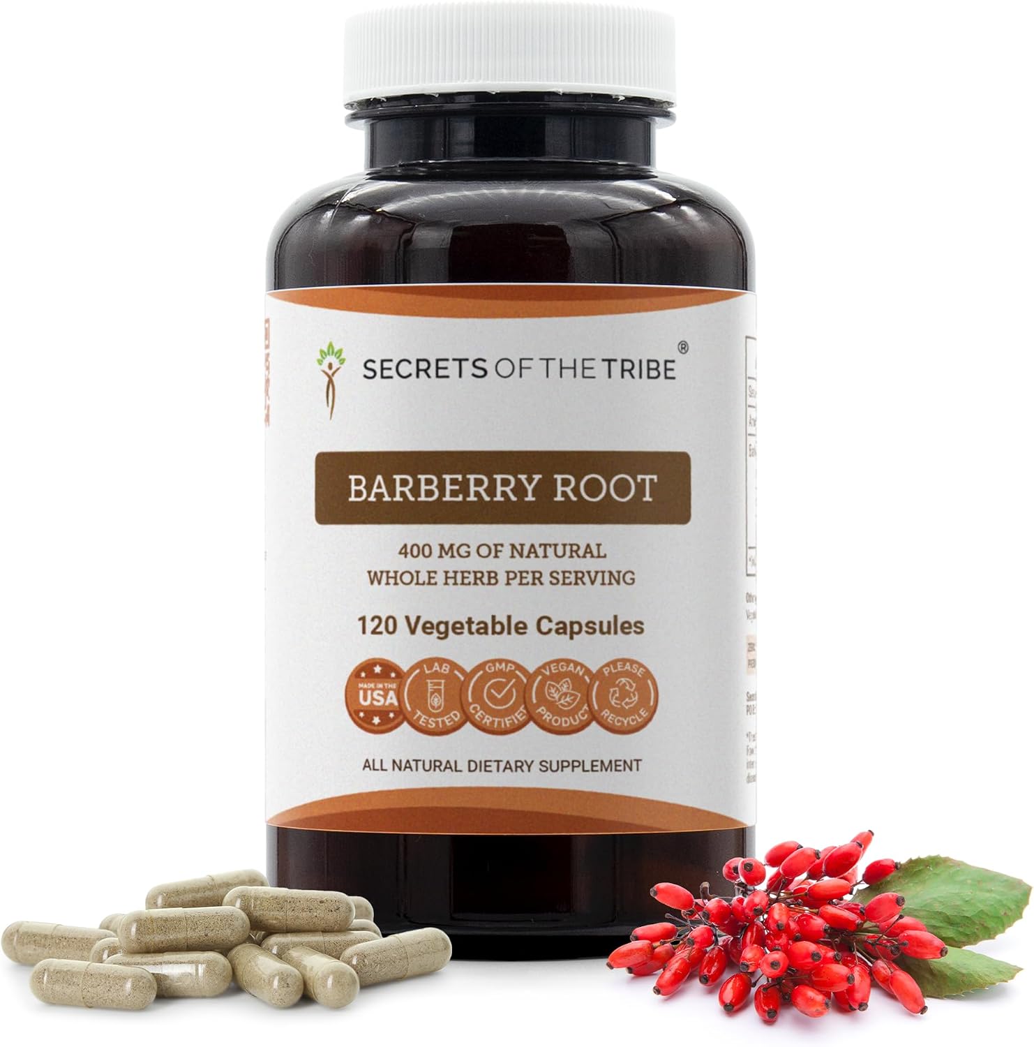 Secrets of the Tribe Barberry Root 120 Capsules – Vegetable Capsules, Dried Root Bark - görsel 1