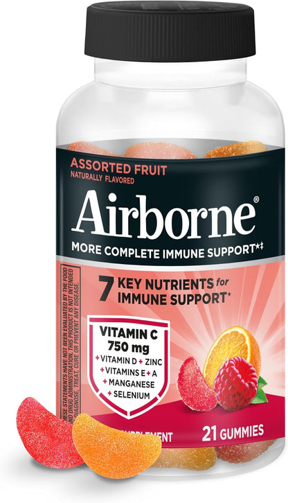 Airborne Vitamin C Gummies, 1000mg per Serving, Assorted Fruit Flavours (21 Gummies)