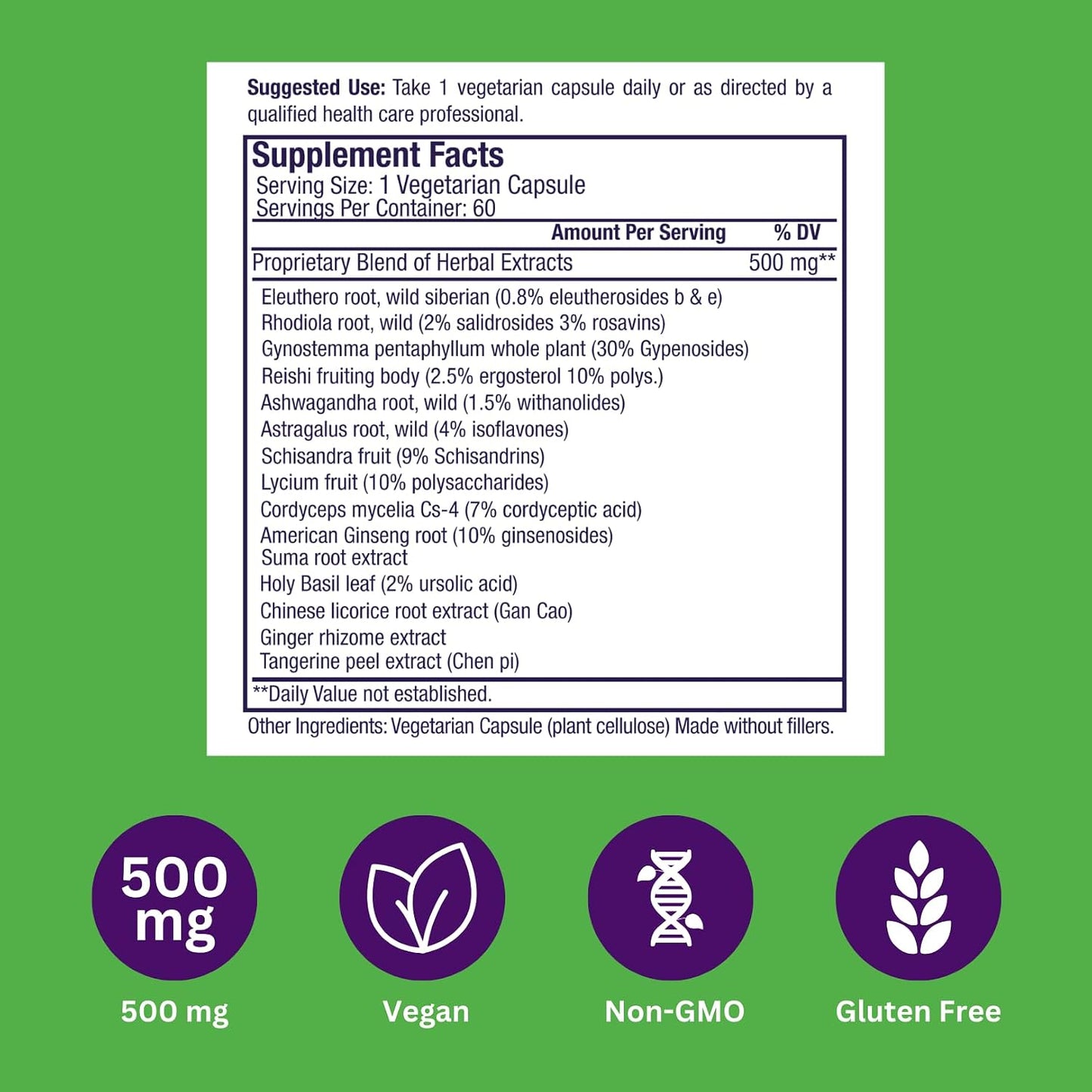 Paradise Herbs Imperial Adaptogens – Stress Support, Focus & Energy – 60 Vegetarian Capsules - görsel 6