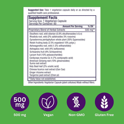 Paradise Herbs Imperial Adaptogens – Stress Support, Focus & Energy – 60 Vegetarian Capsules