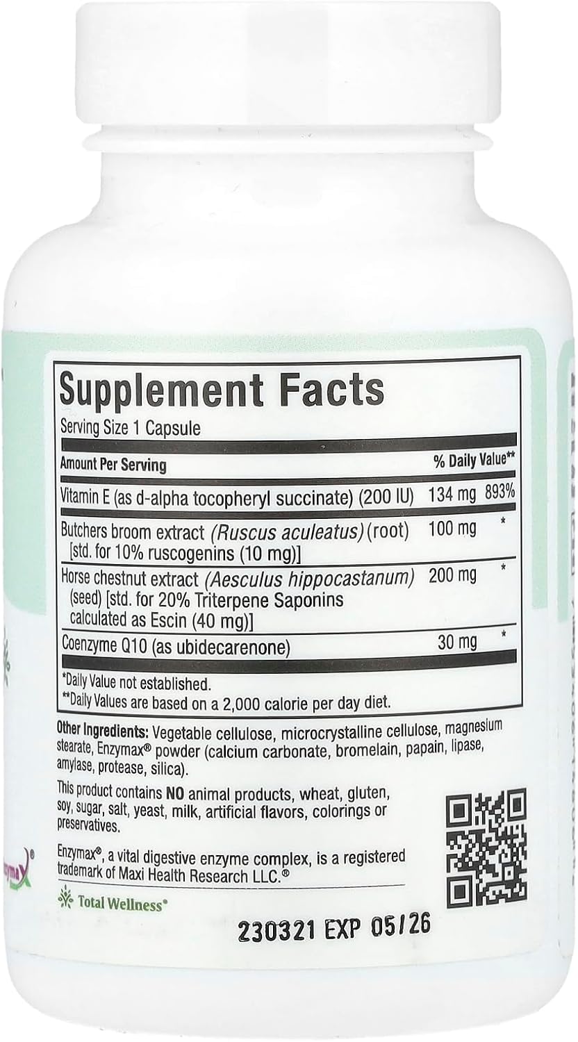 Maxi Health CircuMax - Blood Circulation Supplement with Horse Chestnut and Butcher's Broom - 60 Capsules - görsel 2