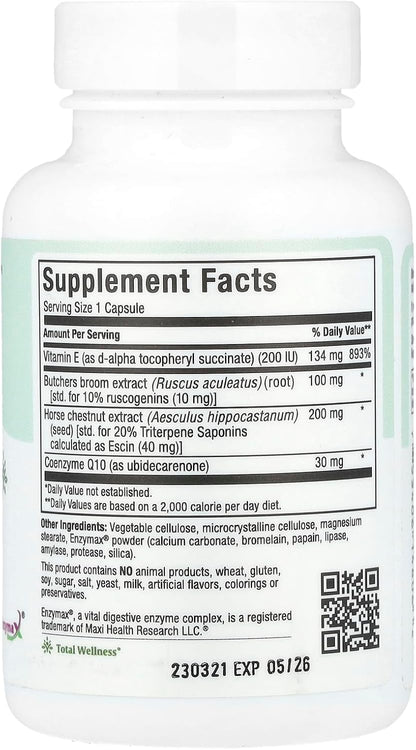 Maxi Health CircuMax - Blood Circulation Supplement with Horse Chestnut and Butcher's Broom - 60 Capsules