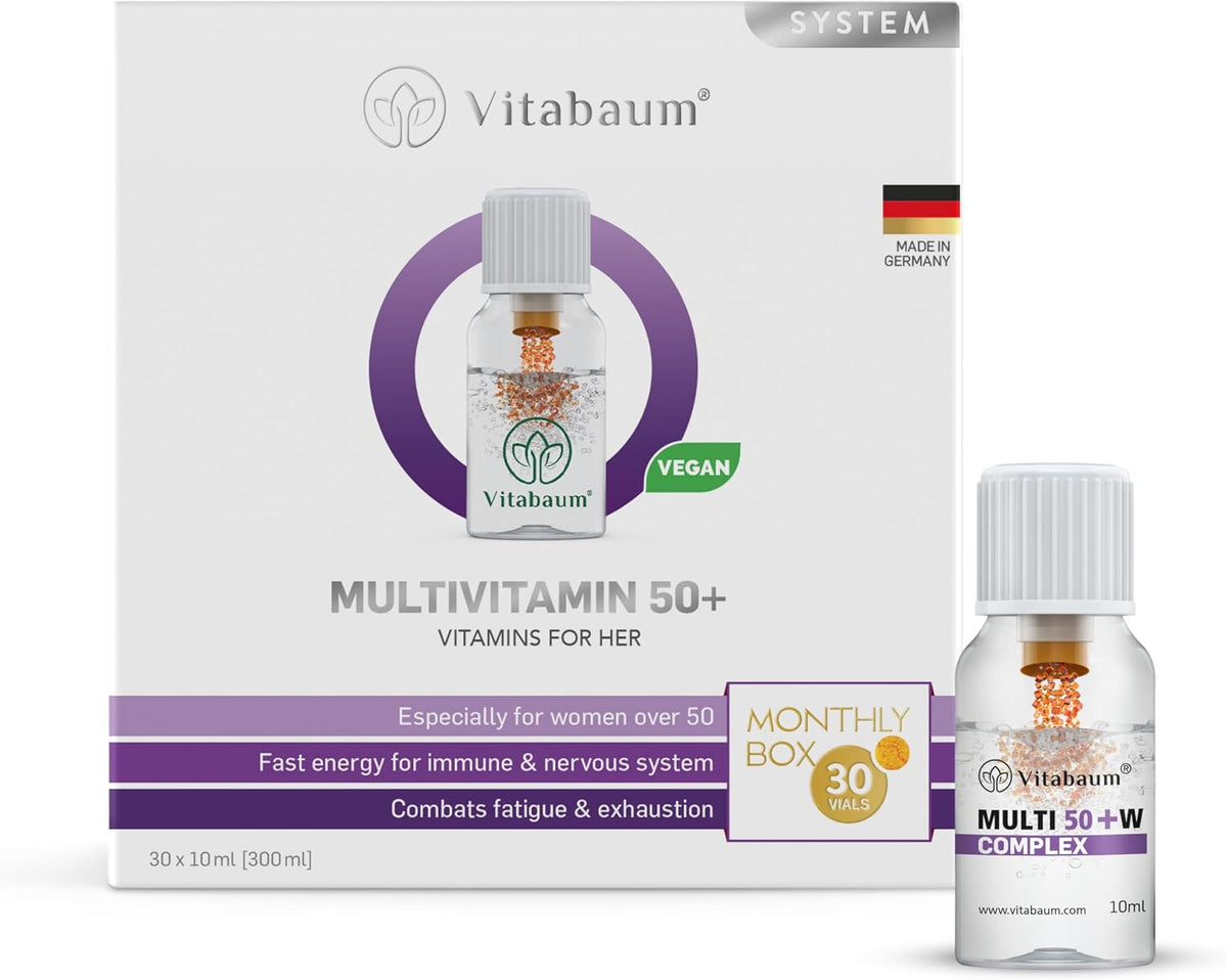 Vitabaum® Multivitamin 50+ for Women - Comprehensive Daily Support for Women Over 50 - Twist and Mix System™ for Fast Absorption - 30 Vials - 10ml Serving - Vegan - görsel 1