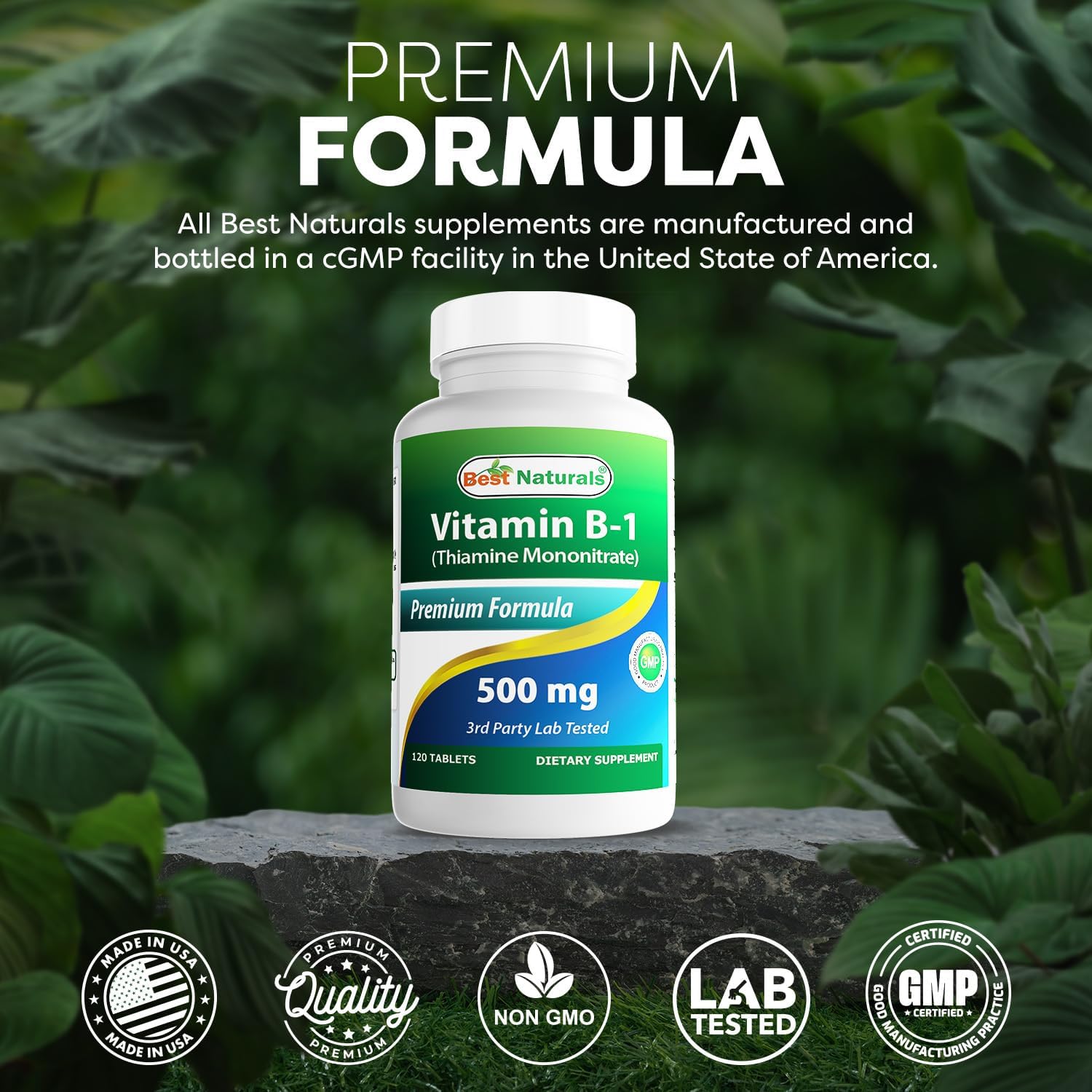 Best Naturals Vitamin B1 (Thiamine Mononitrate) 500 mg, 120 Tablets - görsel 5