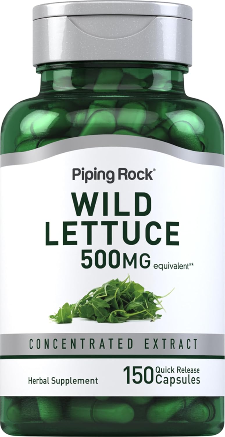 Piping Rock Wild Lettuce Extract - 150 Capsules, Concentrated Herbal Supplement - görsel 1