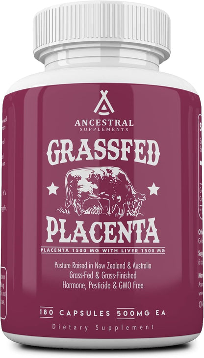 Ancestral Supplements Grass Fed Placenta & Liver, 180 Capsules