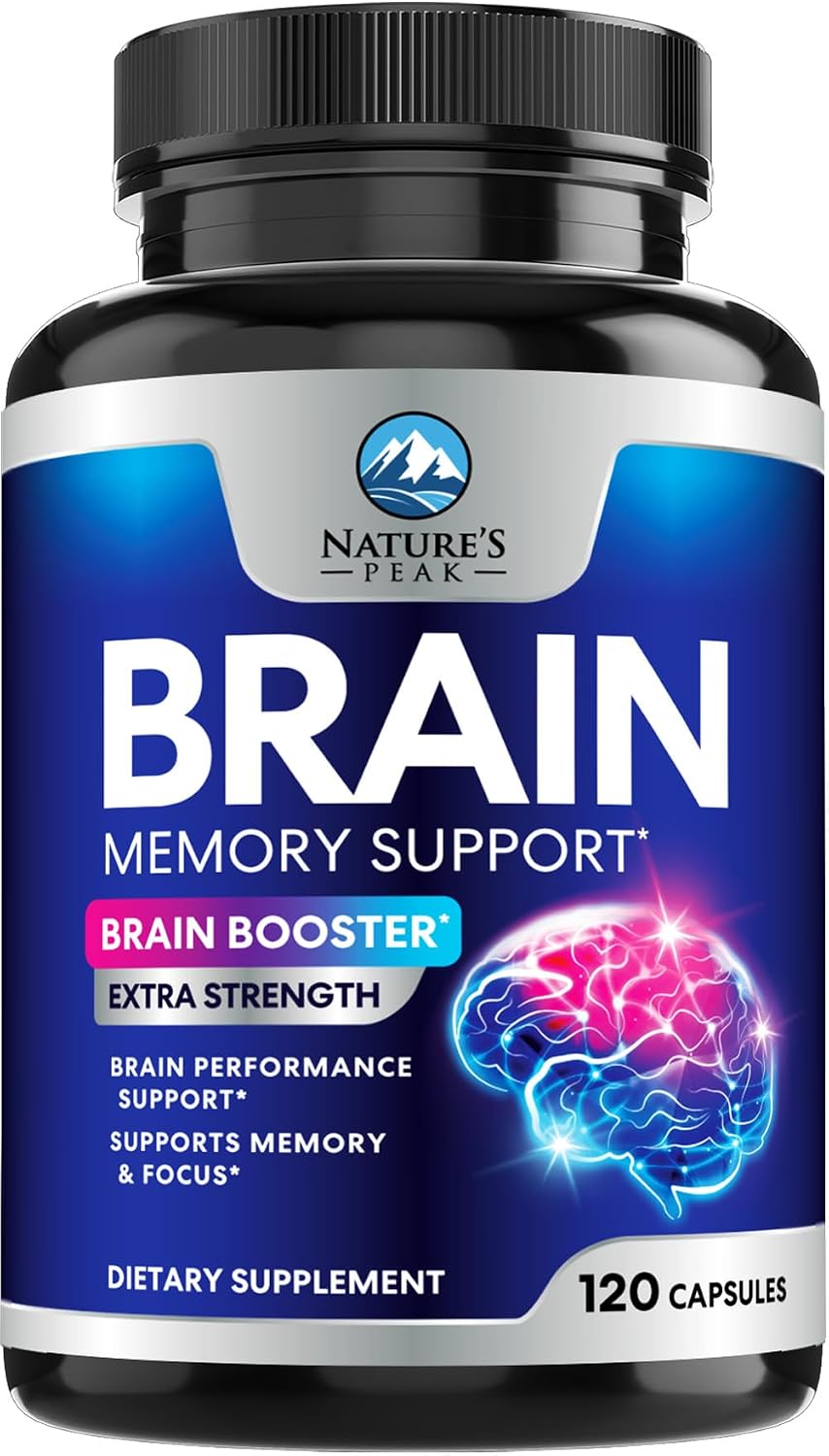 Nature's Peak Brain Memory Supplement – Nootropic Cognitive Support with Bacopa, Phosphatidylserine & DMAE, 60 Capsules - görsel 10