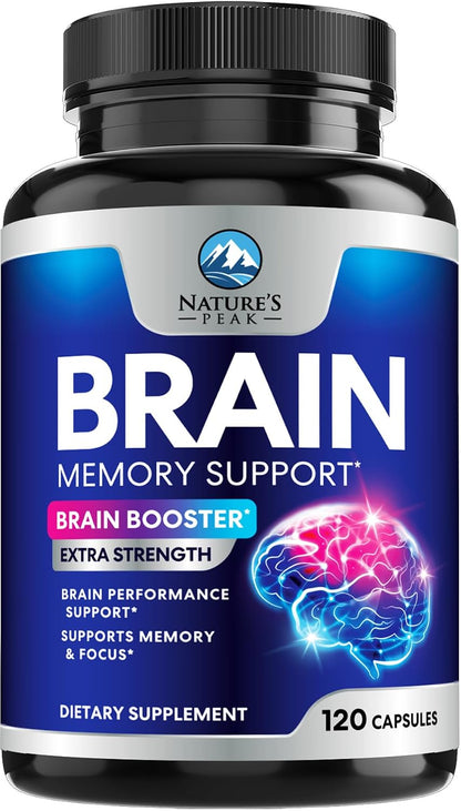 Nature's Peak Brain Memory Supplement – Nootropic Cognitive Support with Bacopa, Phosphatidylserine & DMAE, 60 Capsules