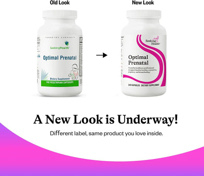 Seeking Health Optimal Prenatal – with Vitamin B12, L-Methylfolate & Choline – Vegetarian Food Supplement for Maternal Health – 240 Capsules
