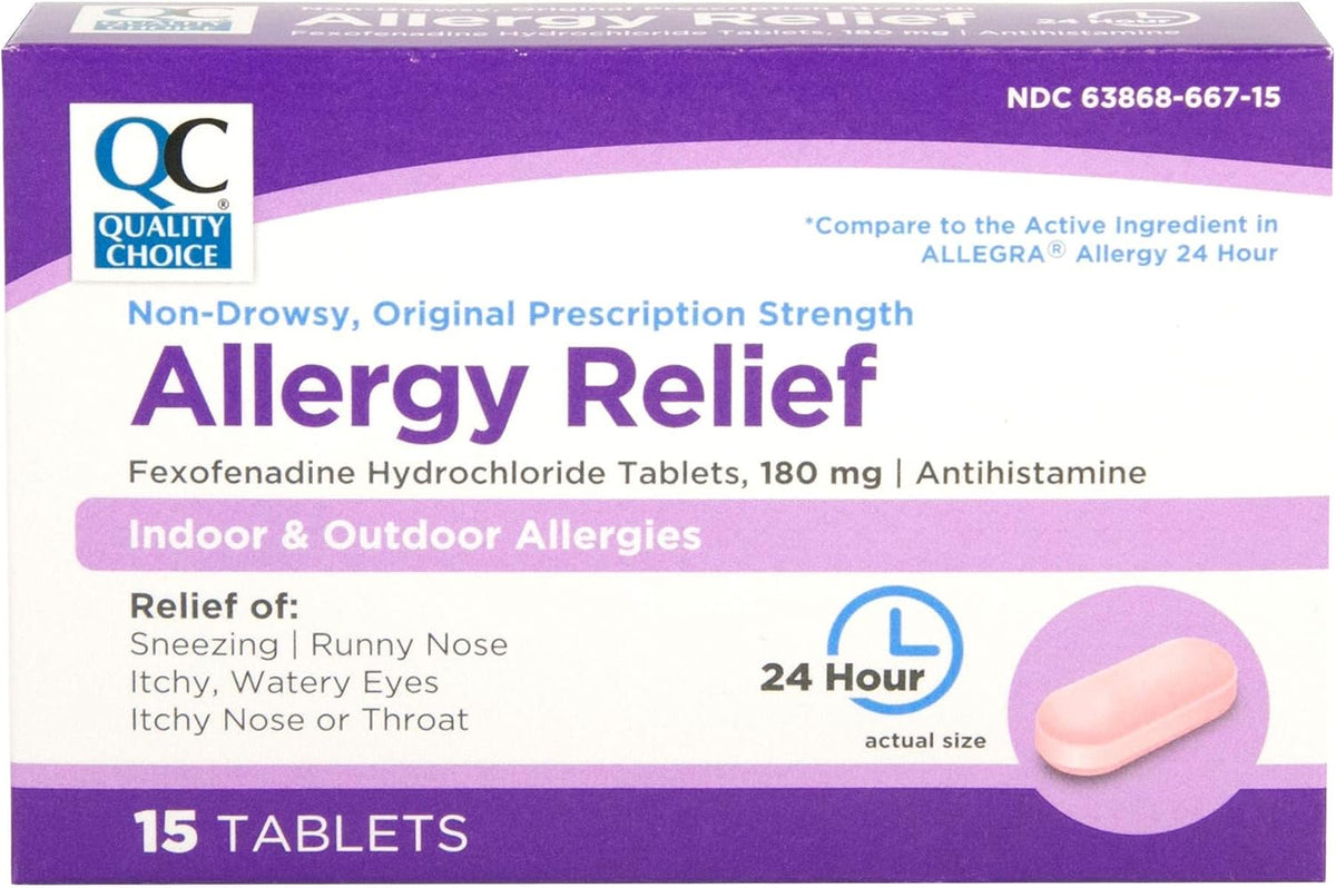 Quality Choice Fexofenadine HCL 180 mg Tablets, 15 Count - görsel 1
