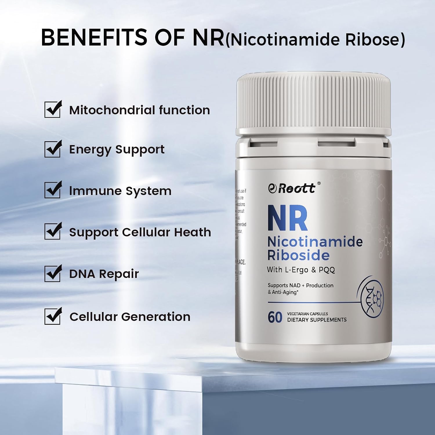 NR Nicotinamide Riboside Supplement 300 mg with L-Ergothioneine and PQQ - 60 Capsules - görsel 6