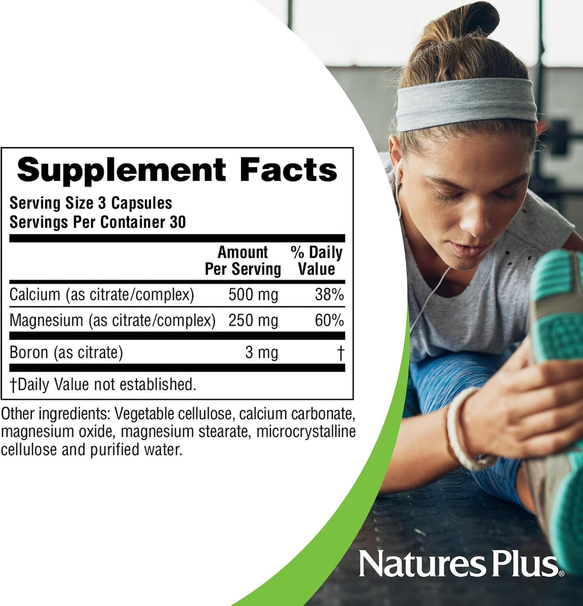 NaturesPlus Cal/Mag Citrate - 90 Vegetarian Capsules - Bone Health with 500 mg Calcium & 250 mg Magnesium - görsel 5