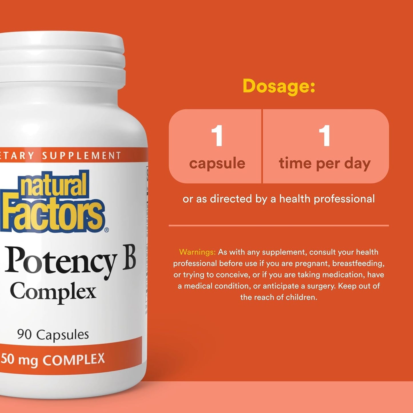Natural Factors Hi Potency B Complex - 90 Capsules - Energy Support & Nervous System Health - görsel 3