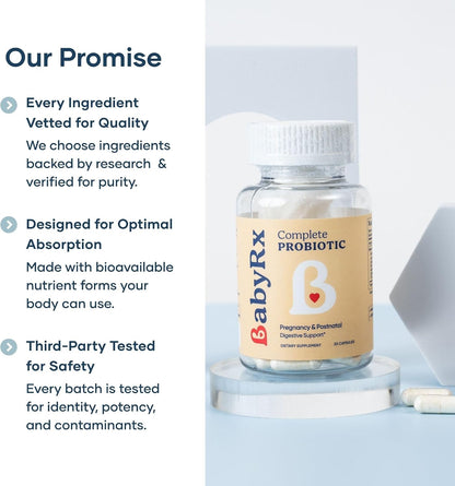 BabyRx Complete Probiotic – 25 Billion CFUs with 10 Strains for Antenatal, Postnatal & Immune Support