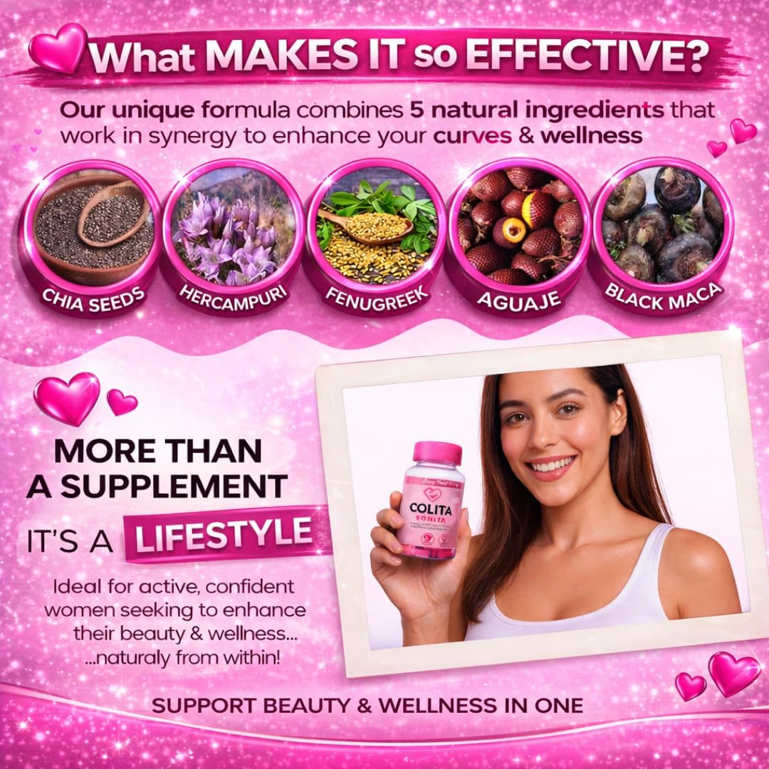 Colita Bonita: Herbal Supplement with Aguaje, Black Maca & Fenugreek for Women – 2-Month Supply - görsel 6