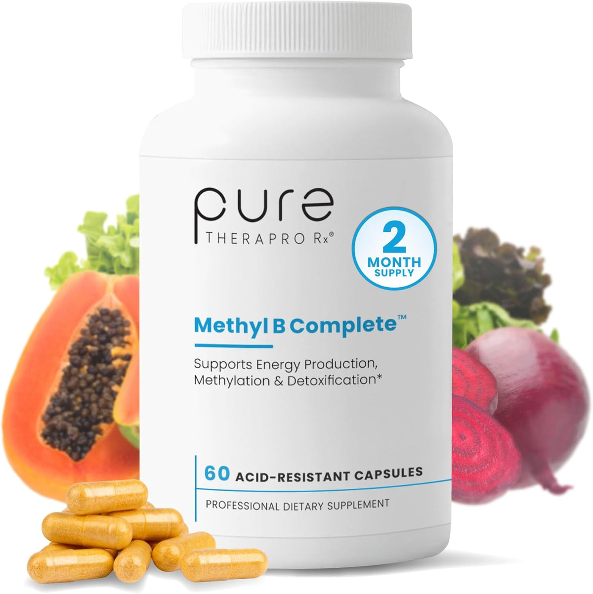 Methylated B Complex Vitamins, Made in the USA, 2-Month Supply, Methyl B Complete with Quatrefolic 5-MTHF Folate, B12 Methylcobalamin, TMG Trimethylglycine, Methylfolate, Pharm Grade, 60 Count - görsel 1