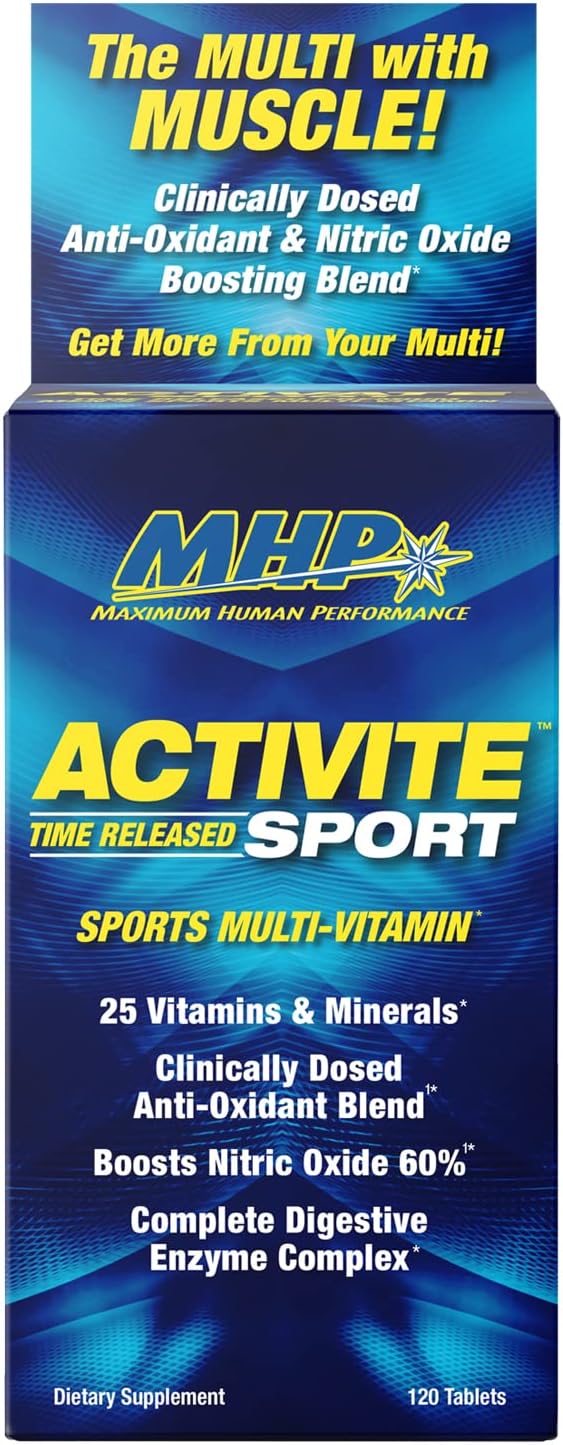 MHP Activite Sport Multi Vitamin – 25 Vitamins and Minerals with Nitric Oxide Booster, Digestive Enzymes, Antioxidants, 120 Tablets - görsel 1