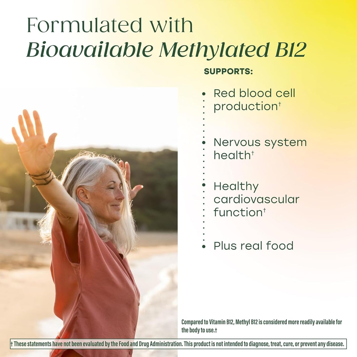 MegaFood Methyl B12 - Vegan - Methyl Folate, Vitamin B12 & B6 - 90 Tablets - görsel 4