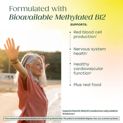 MegaFood Methyl B12 - Vegan - Methyl Folate, Vitamin B12 & B6 - 90 Tablets