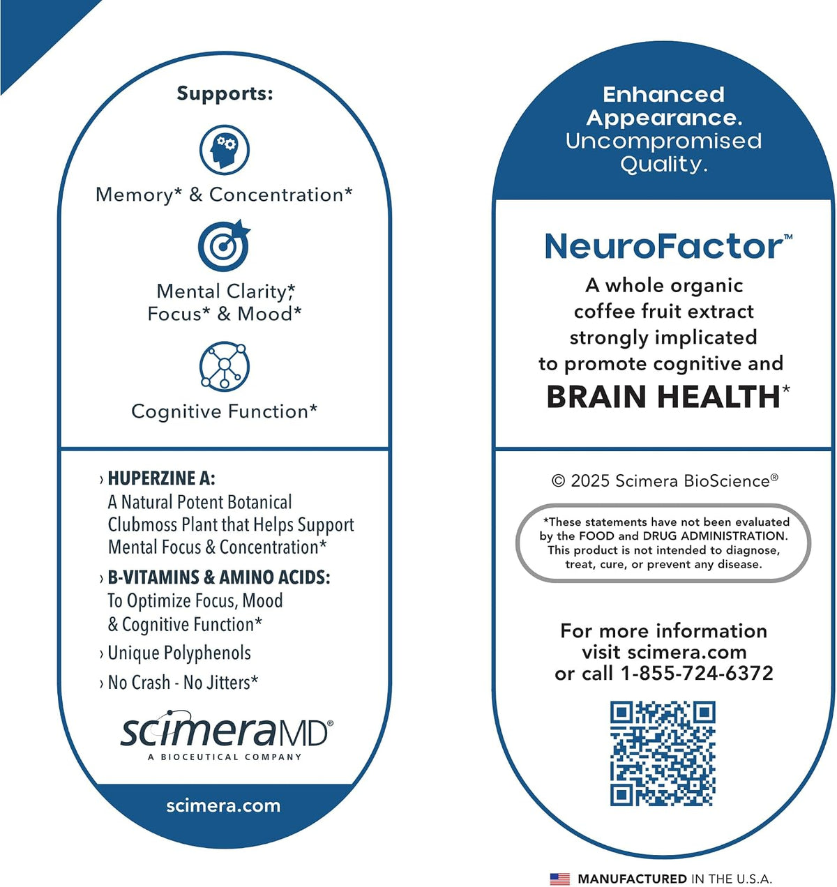ScimeraMD FocusMD Brain Supplement with Nootropic Organic Coffeeberry and Huperzine A - 30 Capsules - görsel 6