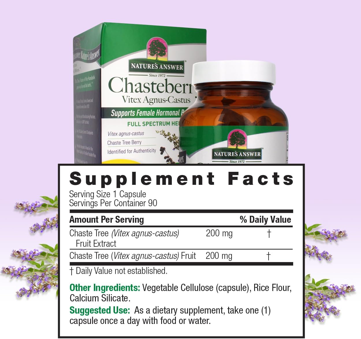 Nature's Answer Chasteberry Vitex Agnus Castus 400 mg, 90 Capsules - görsel 3