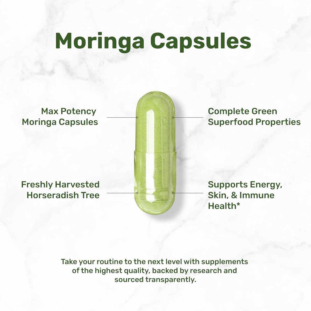 Moringa Capsules 240 Capsules – Maximum Strength Pure Moringa Leaf Extract – Complete Green Superfood Supplement - görsel 3