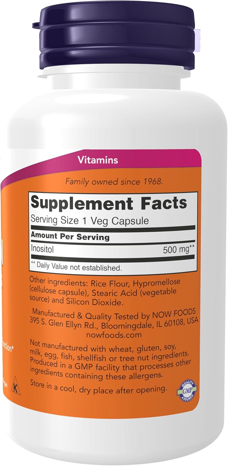 NOW Foods Inositol 500 mg, 100 Veg Capsules - görsel 2
