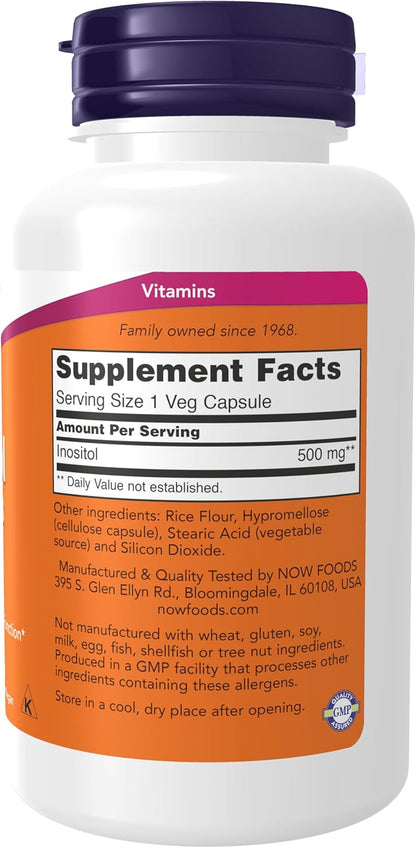 NOW Foods Inositol 500 mg, 100 Veg Capsules