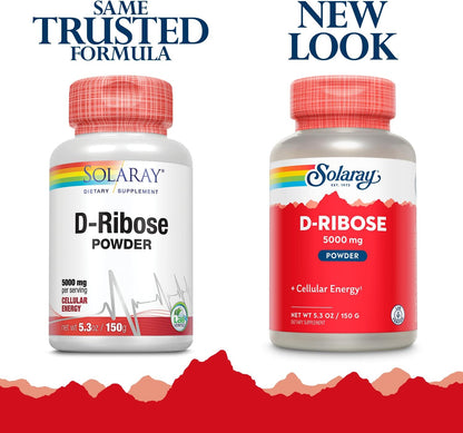 SOLARAY D-Ribose Powder 5000 mg – Heart and Cellular Energy Support, 30 Servings