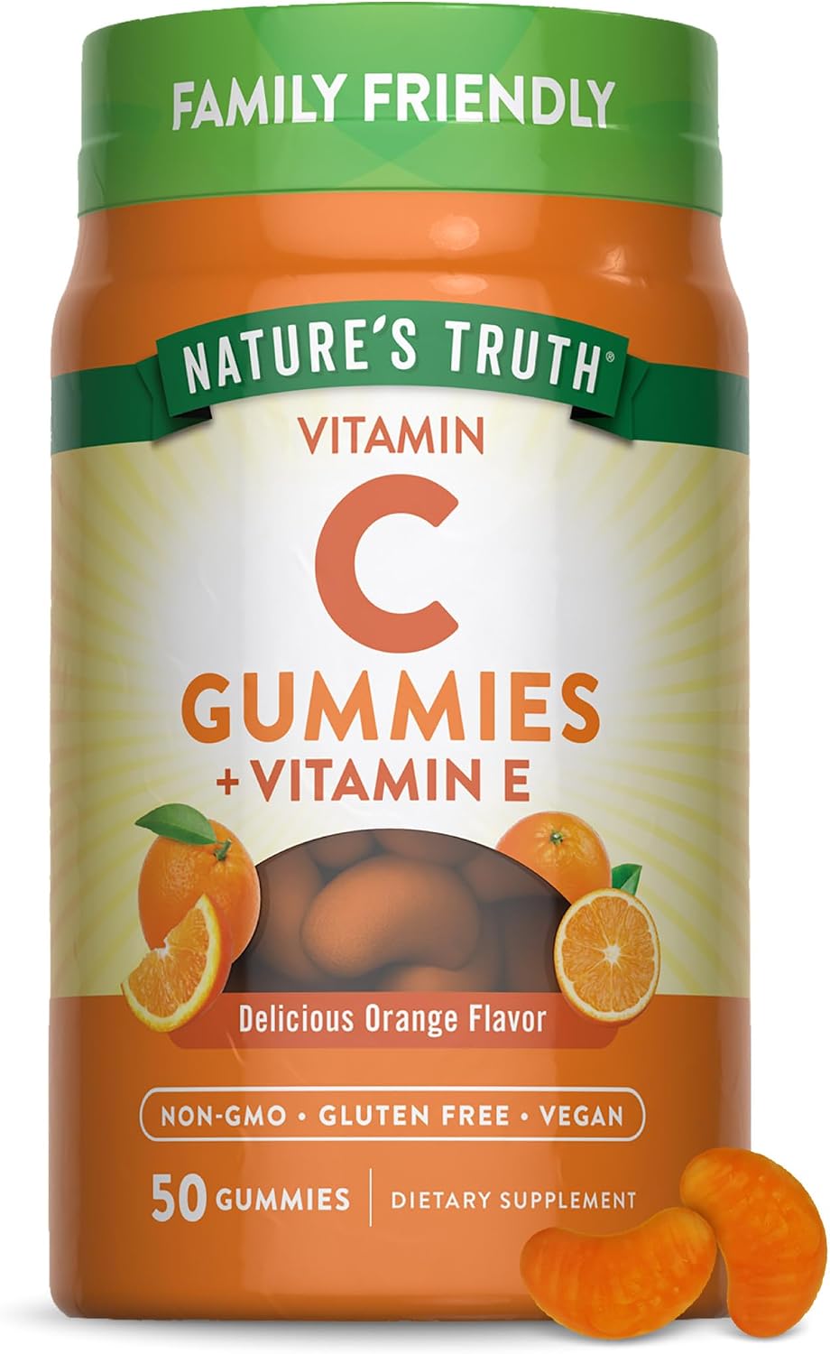Nature's Truth Vitamin C Gummies with Vitamin E, Orange Flavour - 50 Count - görsel 1