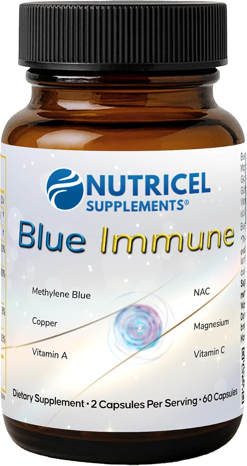 Nutricel Supplements Blue Immune 60 Capsules - Optimum Nootropic with USP Grade Methylene Blue, Grass-Fed Beef Liver, Copper, Magnesium, Vitamin A, E, and C - görsel 2
