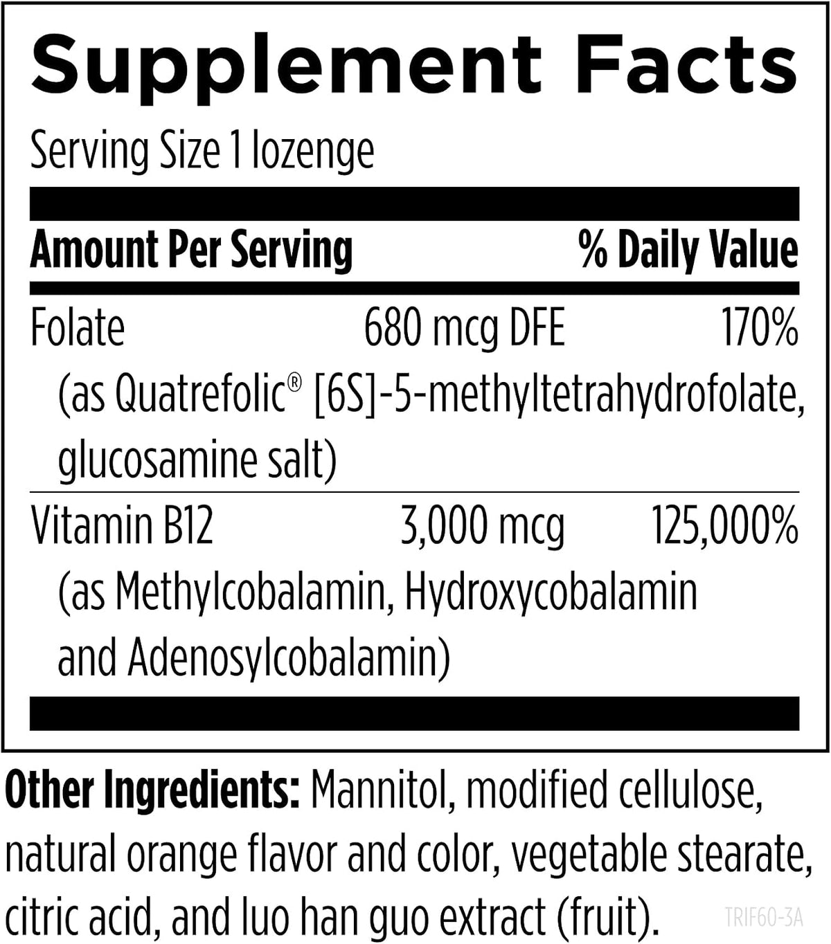 Designs for Health Trifolamin B12 + Folate Lozenges - 3000mcg B12 (Three Forms) + MTHF Methylfolate - Orange Flavour, 60 Lozenges - görsel 3
