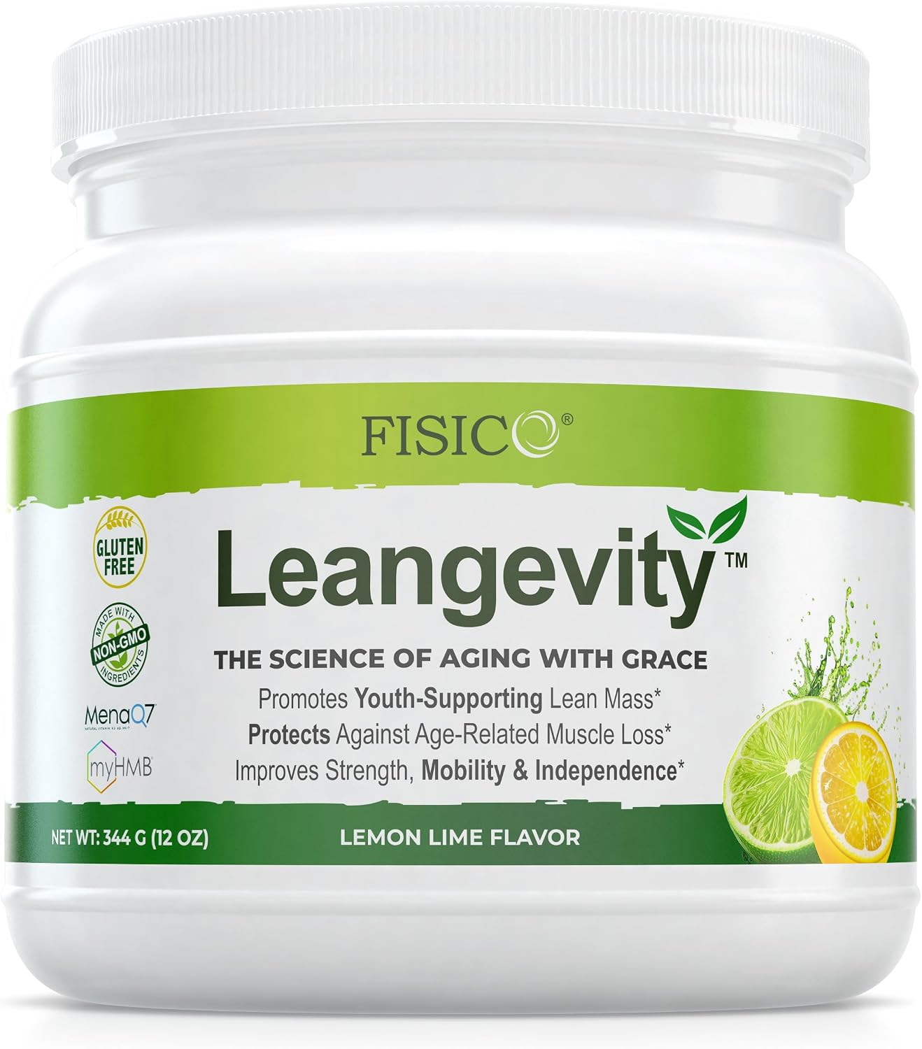Leangevity Anti-Ageing Supplement, Lemon Lime Flavour, 355 ml, Gluten-free, Non-GM - görsel 1