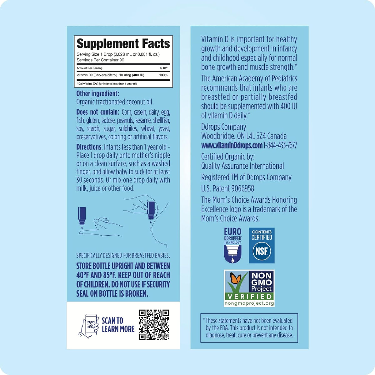 Ddrops Baby 400 IU Vitamin D Drops - 90 Drops (2.5 mL) - görsel 3