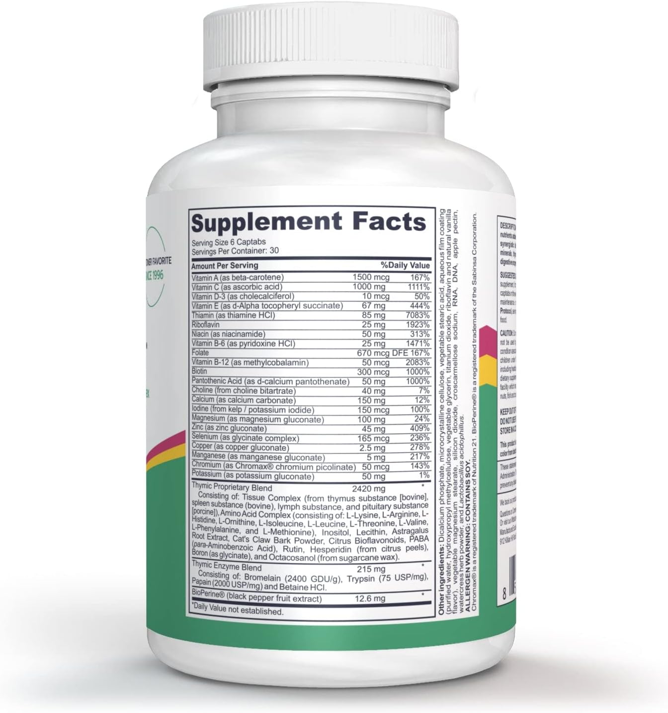 Complete Thymic Formula™ - Multivitamin and Multimineral with Thymus Glandular Extracts - görsel 4