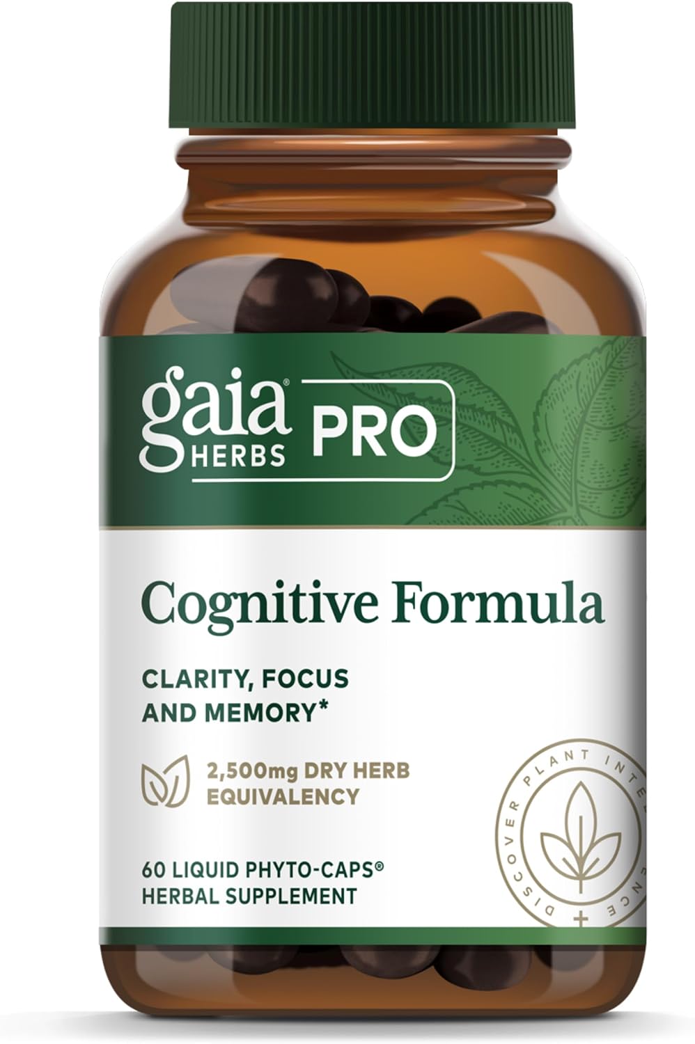GAIA HERBS PRO Cognitive Formula - Brain Health & Blood Flow Support with Fo-Ti Root, Ginkgo Leaf, & Gotu Kola Leaf - 60 Liquid Phyto-Caps (30 Servings) - görsel 1