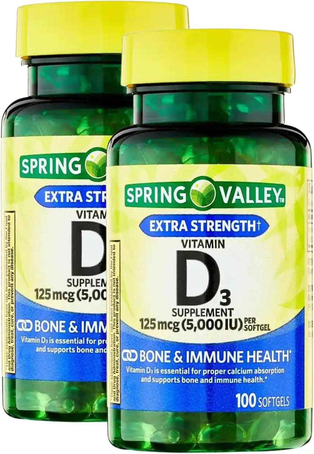 Vitamin D3 5000 IU (125 µg) – 100 Softgels, Pack of 2 - görsel 1
