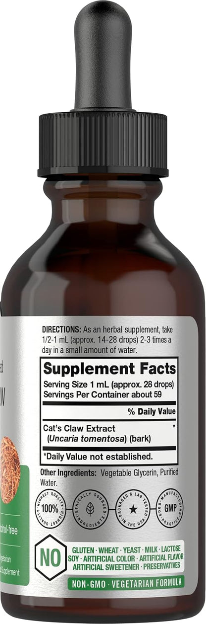 Horbaach Cat's Claw Herb Extract Tincture | 60 ml | Alcohol Free | Vegetarian, Non-GMO, Gluten-free Liquid