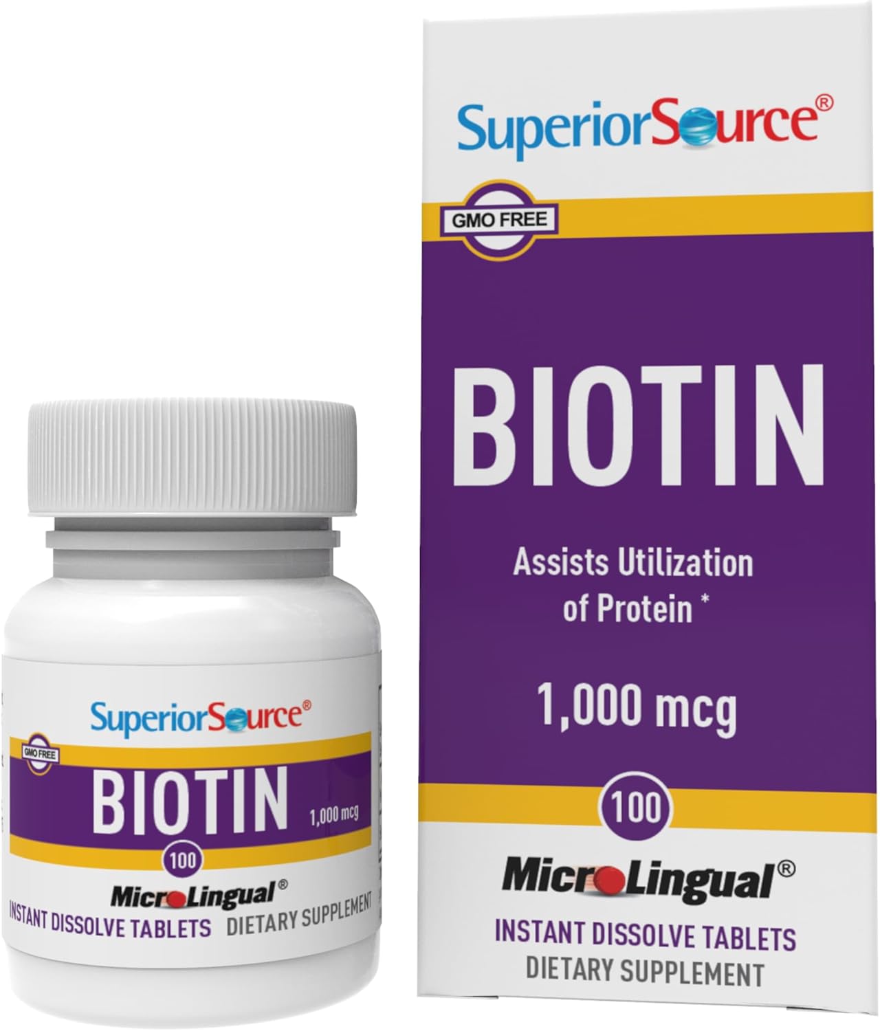 Superior Source Biotin 1000 mcg MicroLingual Quick-Dissolve Tablets, 100 Tablets - görsel 1