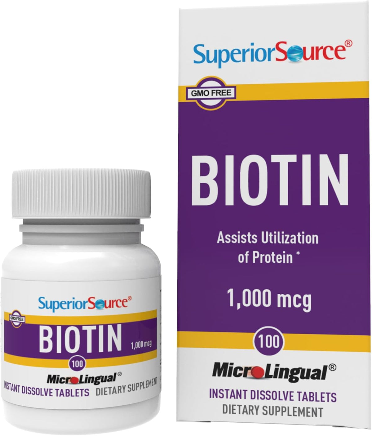 Superior Source Biotin 1000 mcg MicroLingual Quick-Dissolve Tablets, 100 Tablets - görsel 1