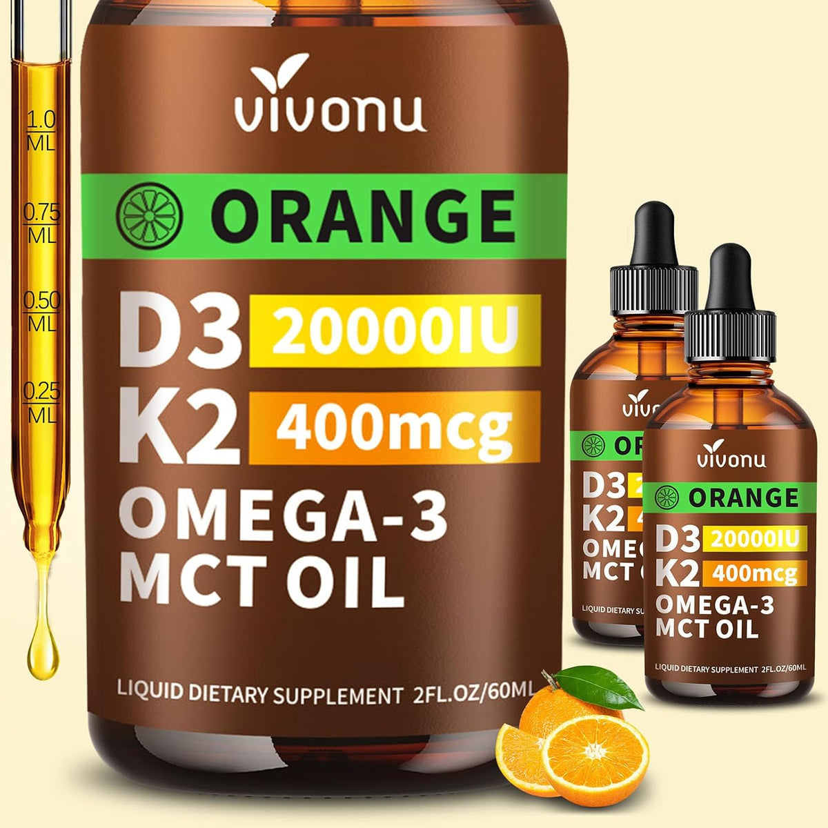 VivoNu Vitamin D3 and K2 10000 IU with MK7-300 Virgin Coconut Oil Soft gel capsules, 2 in 1 Vitamins D & K Complex (180 Capsules) - görsel 7