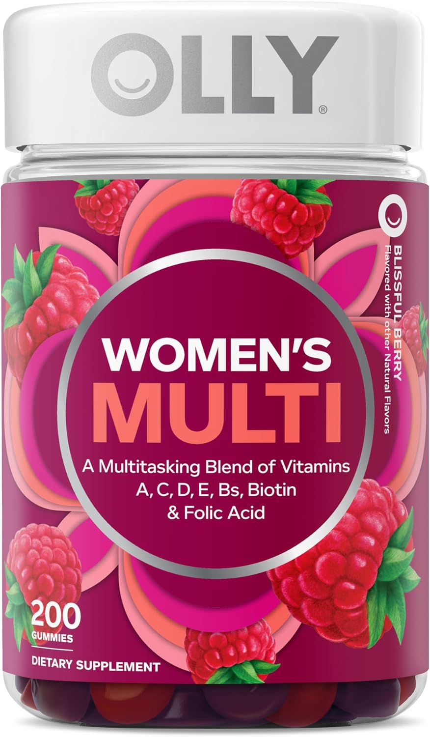 OLLY Women's Multi Vitamin Gummies with Biotin, Blissful Berry (200 Count) - görsel 1