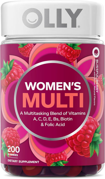 OLLY Women's Multi Vitamin Gummies with Biotin, Blissful Berry (200 Gummies)