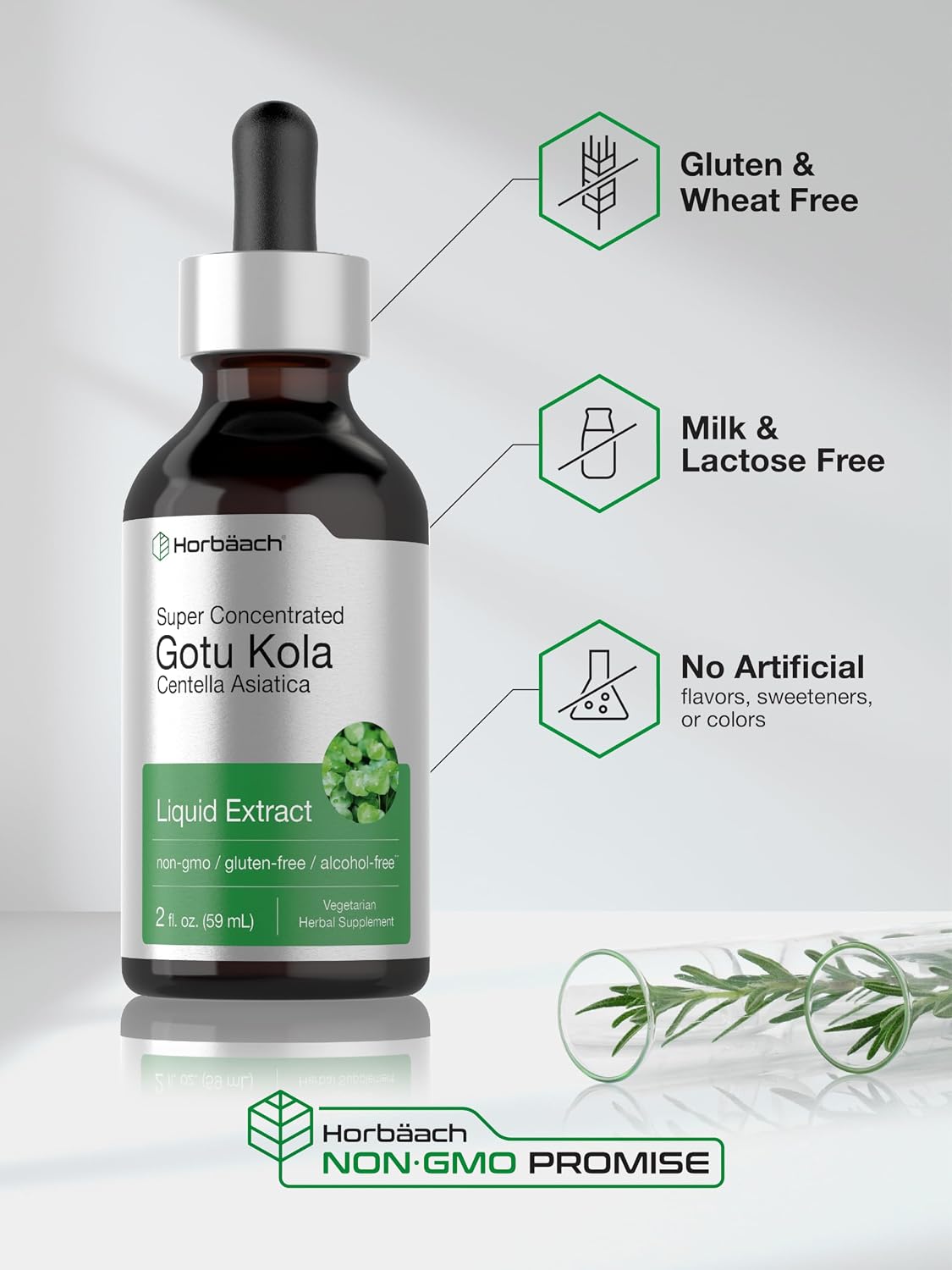 Horbäach Gotu Kola Extract - Alcohol Free Liquid Supplement, 60 ml - görsel 5